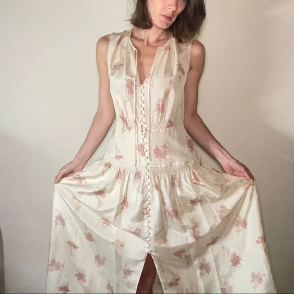 NORA FLORAL SILK SLEEVELESS A-LINE DRESS IN SUNSET COMBO - Picture 10 of 14